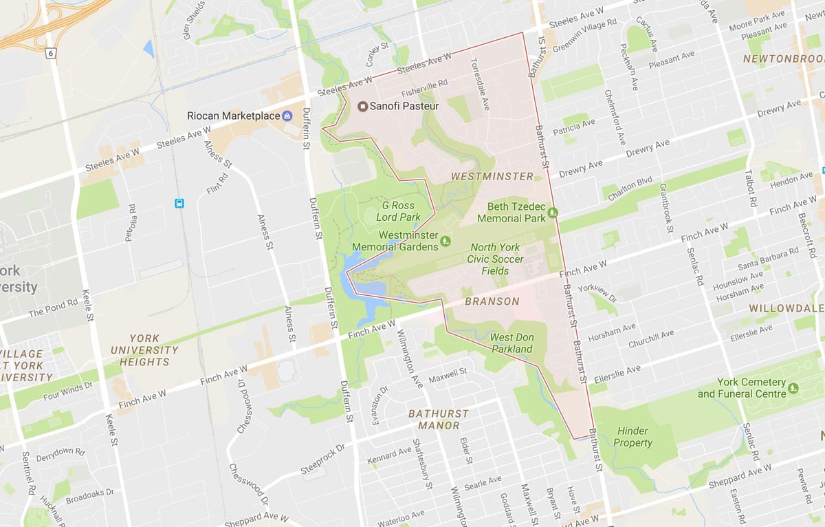 Map of Westminster–Branson আশপাশ টরন্টো