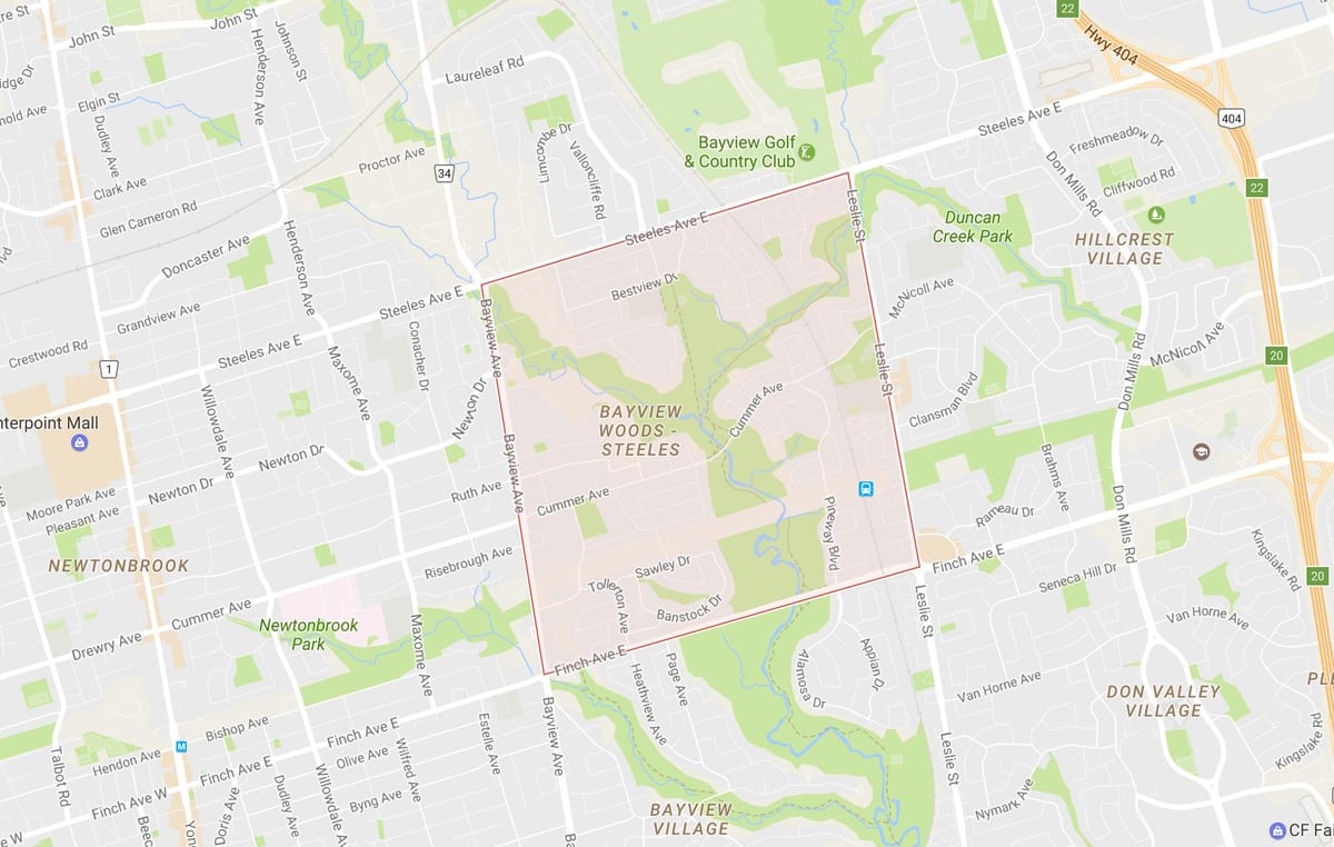 মানচিত্র এর Bayview উডস – Steeles আশপাশ টরন্টো
