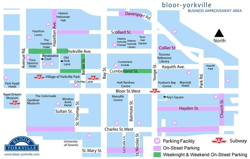 মানচিত্র Bloor Yorkville পার্কিং