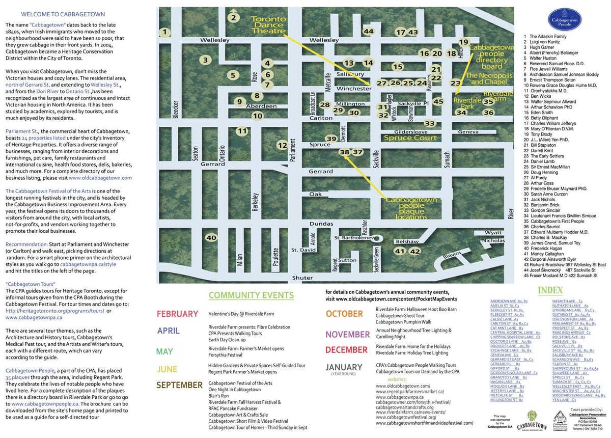 মানচিত্র Cabbagetown ঘটনা টরন্টো
