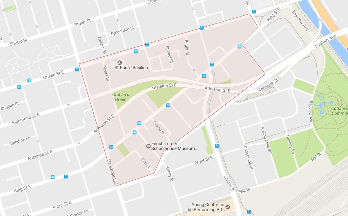 মানচিত্র Corktown আশপাশ টরন্টো