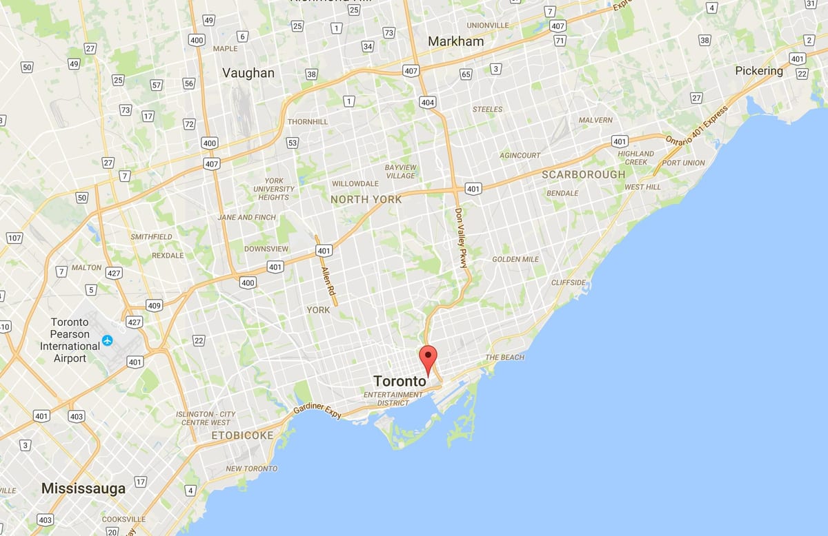 মানচিত্র Corktown জেলা টরন্টো