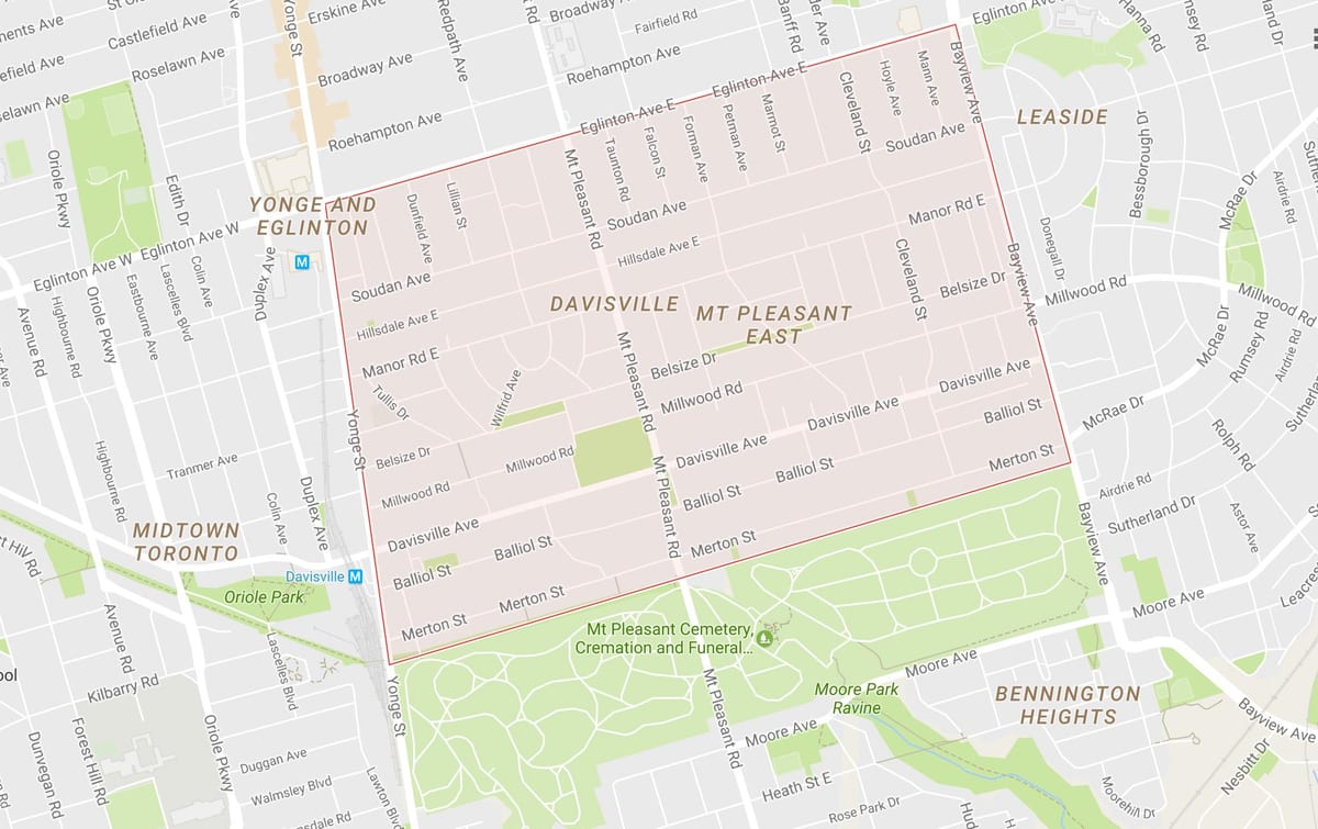 মানচিত্র Davisville Village আশপাশ টরন্টো