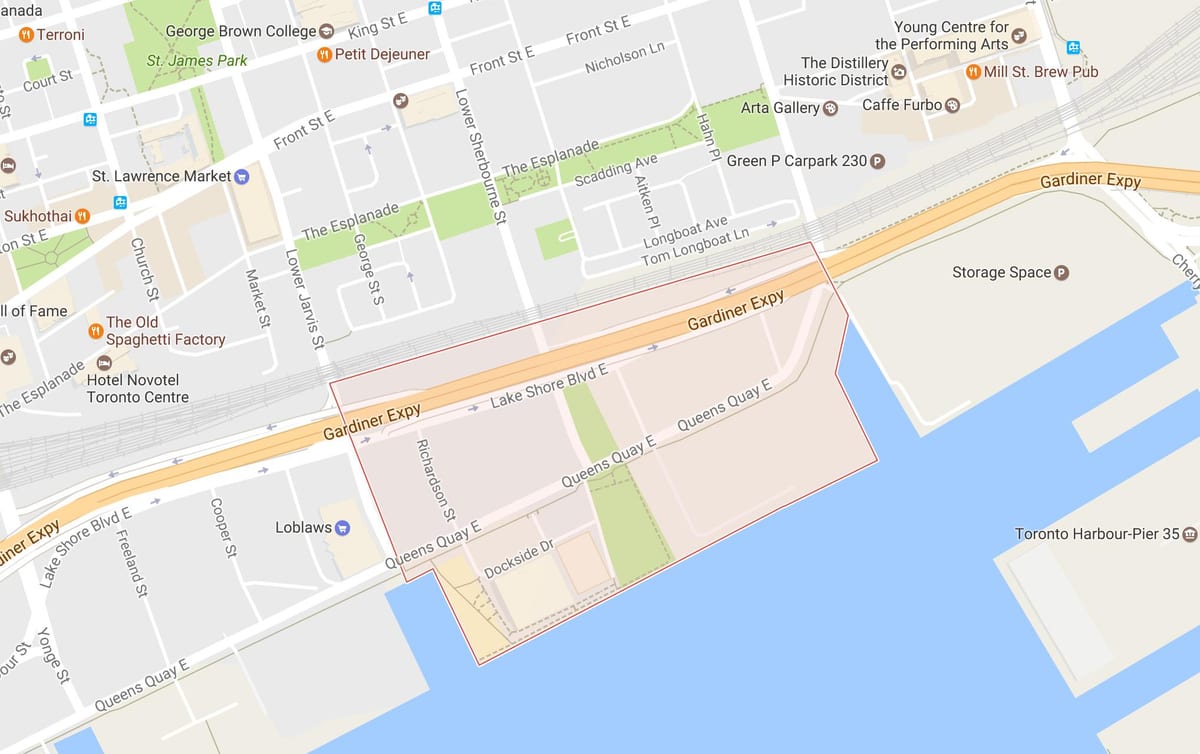 Map of East Bayfront আশপাশ টরন্টো