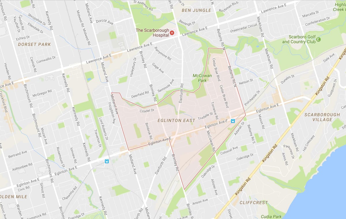 মানচিত্র এর Eglinton East আশপাশ টরন্টো