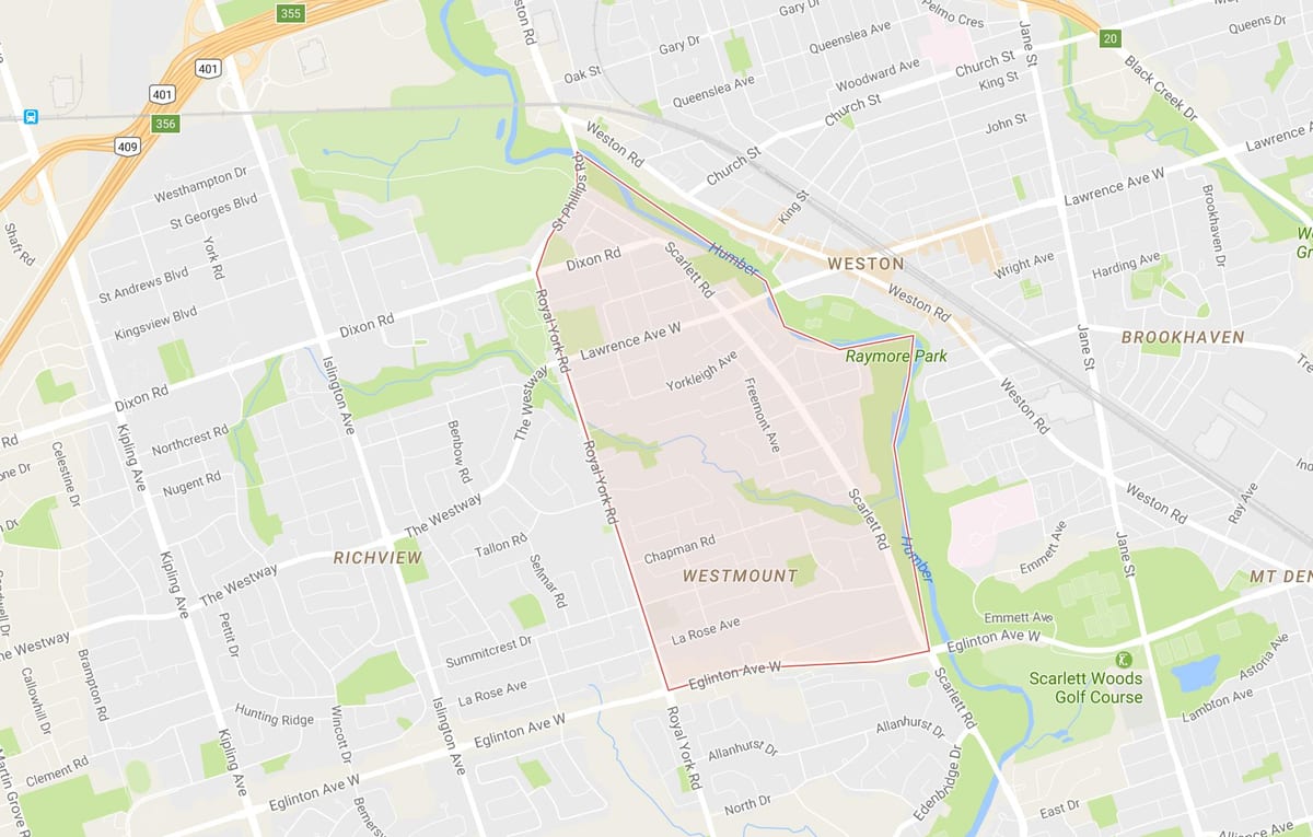 মানচিত্র এর Humber Heights – Westmount আশপাশ টরন্টো