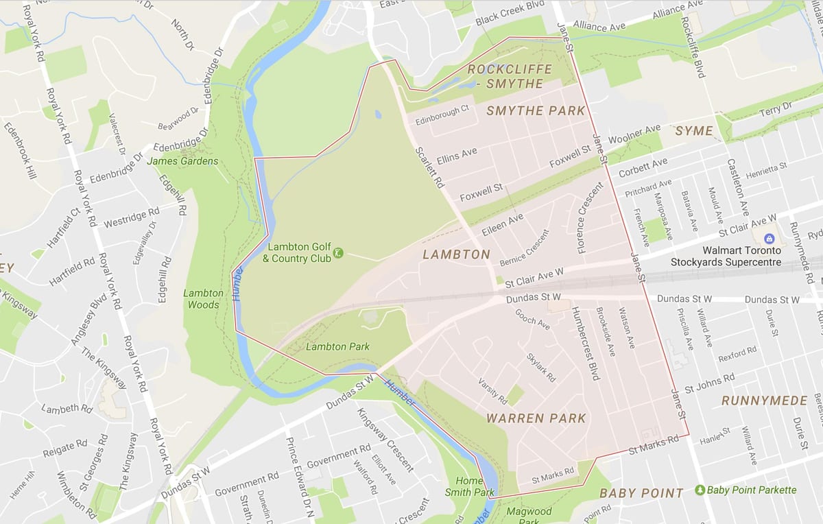 মানচিত্র Lambton আশপাশ টরন্টো