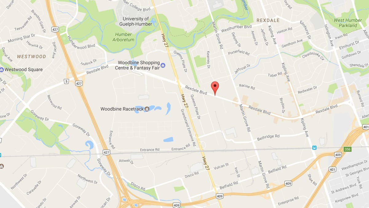 মানচিত্র এর Rexdale boulevard, টরন্টো