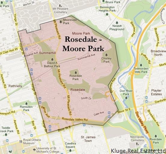 মানচিত্র এর Rosedale মুর পার্ক টরন্টো