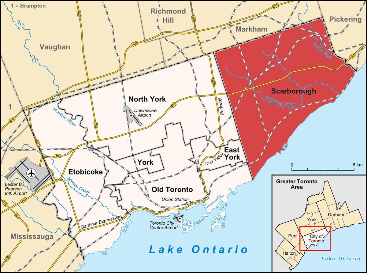 মানচিত্র, Scarborough, Toronto