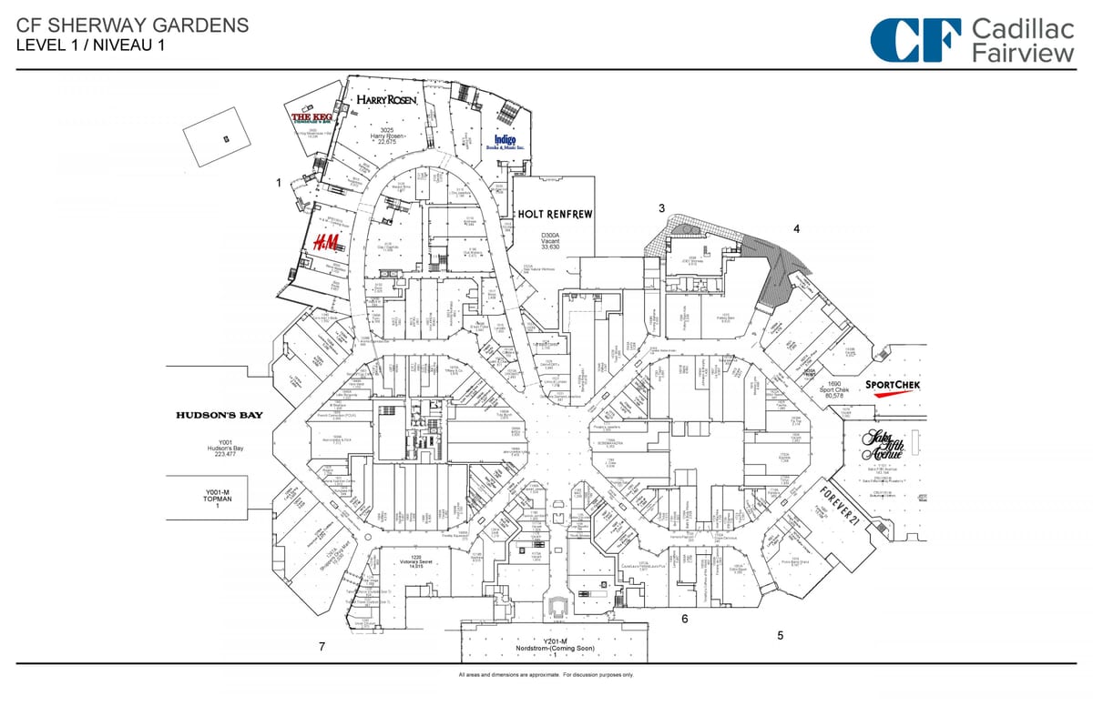 মানচিত্র Sherway বাগান স্তর 1
