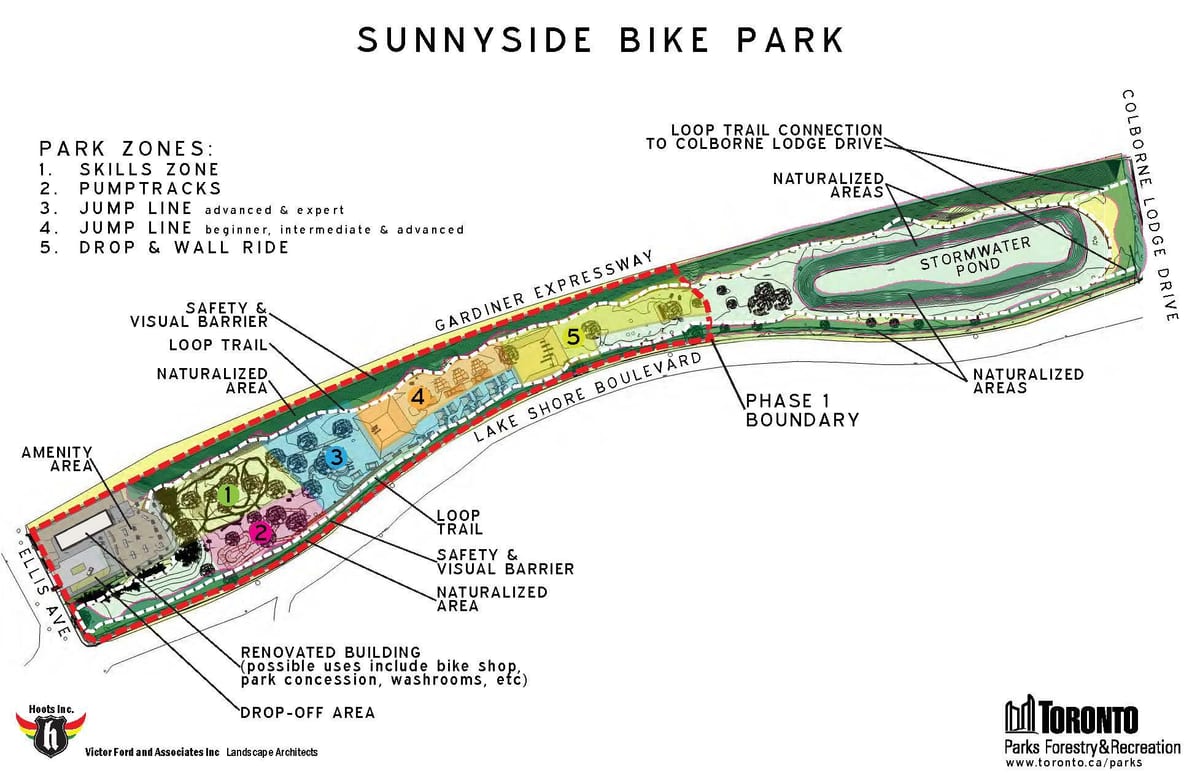 মানচিত্র এর Sunnyside সাইকেল পার্ক জোন, টরন্টো