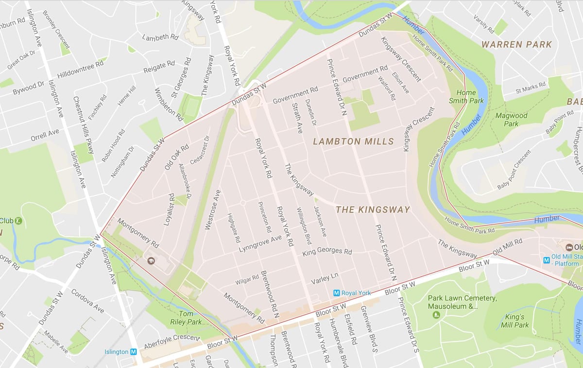 Map of The Kingsway আশপাশ টরন্টো
