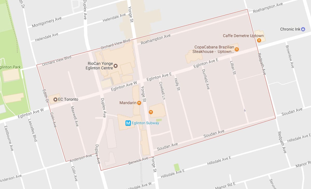 মানচিত্র Yonge এবং Eglinton আশপাশ টরন্টো