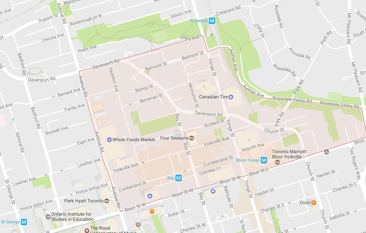 মানচিত্র এর Yorkville আশপাশ টরন্টো