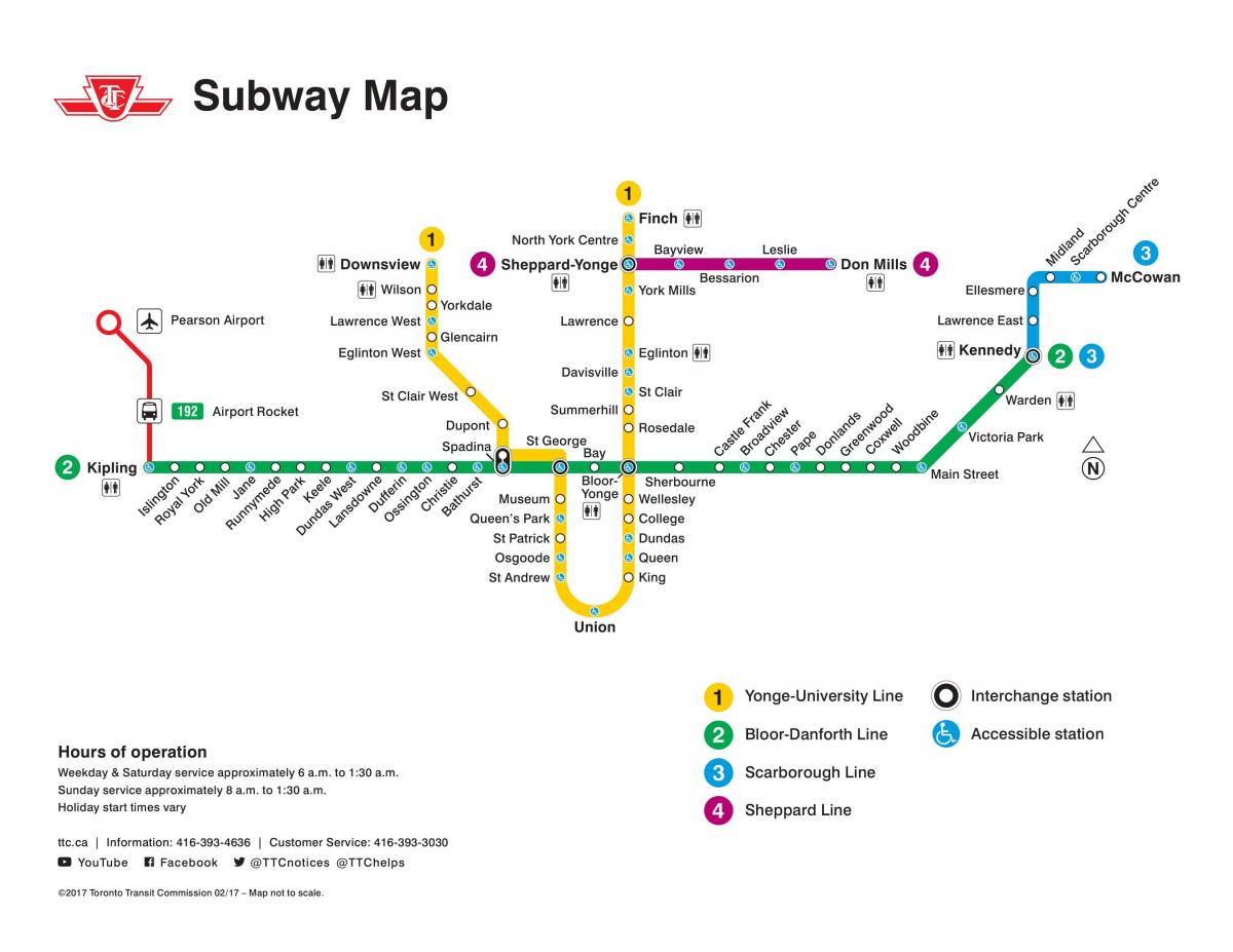 ম্যাপ অফ টরন্টো TTC subway