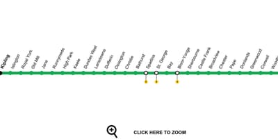 ম্যাপ অফ টরন্টো পাতাল রেল লাইন 2 Bloor-Danforth