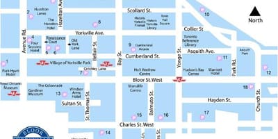 মানচিত্র Bloor Yorkville পাতাল রেল