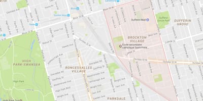 মানচিত্র Brockton গ্রামের আশপাশ টরন্টো