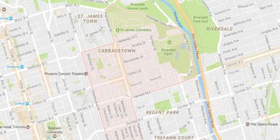 মানচিত্র Cabbagetown আশপাশ টরন্টো