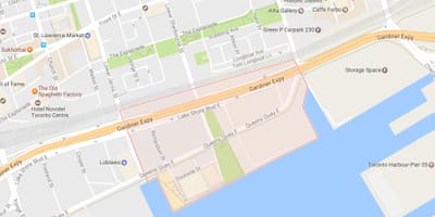 Map of East Bayfront আশপাশ টরন্টো