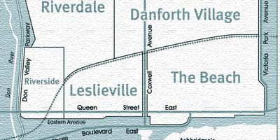 Map of East end টরন্টো