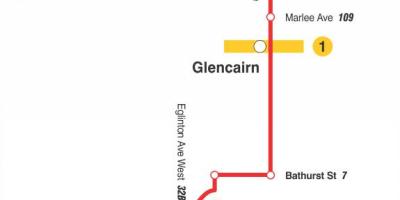 মানচিত্র TTC 14 Glencairn বাস রুট টরন্টো