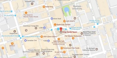 মানচিত্র Yonge-Dundas স্কয়ার টরন্টো