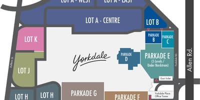 মানচিত্র Yorkdale শপিং সেন্টার, পার্কিং